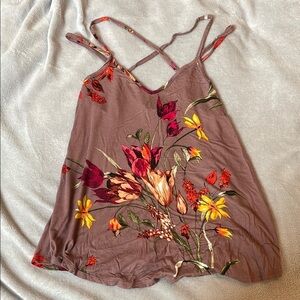 Papermoon Purple Floral Cross Back Tank Top